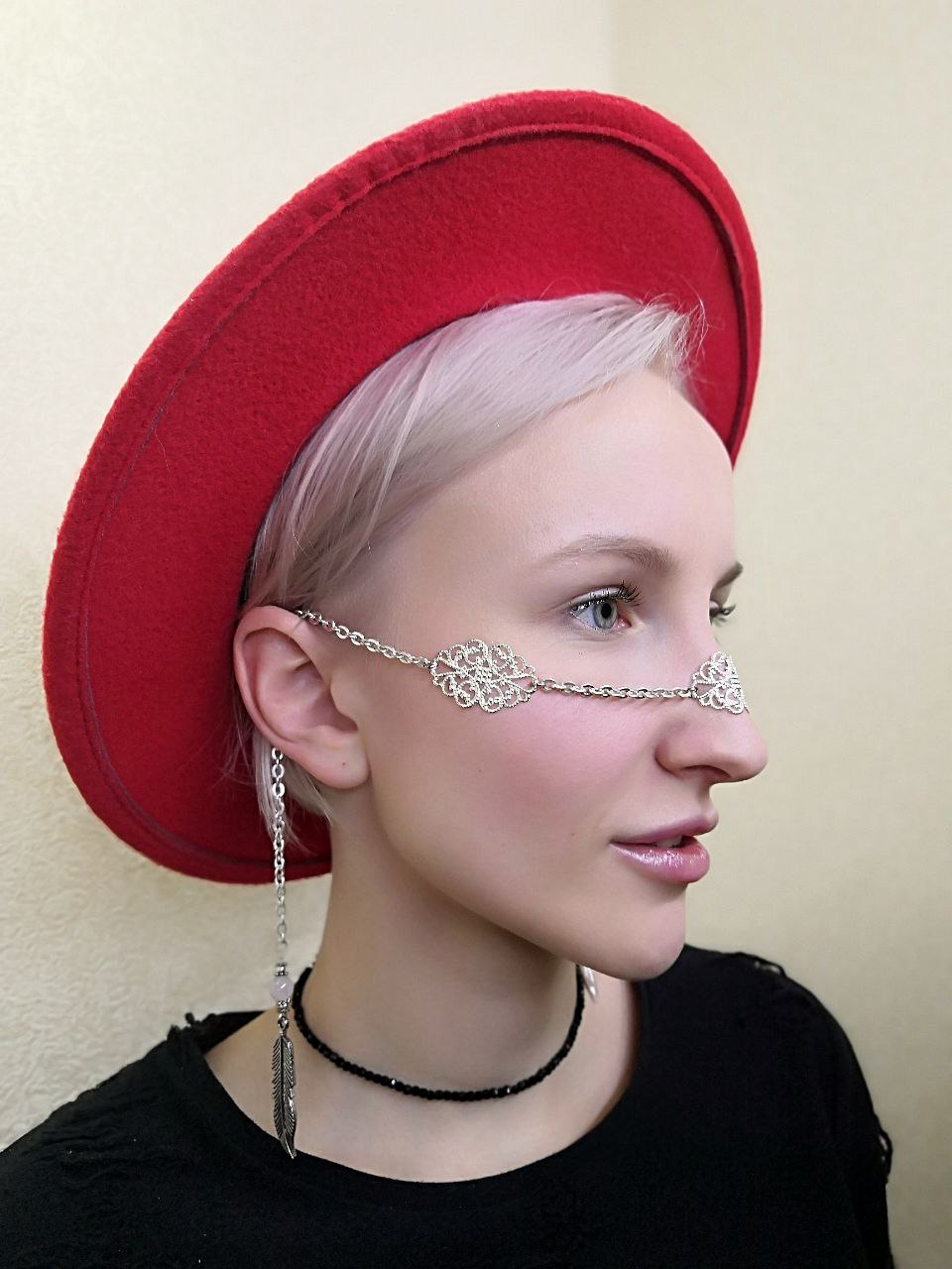 Face Chain with pendants, Handmade silver Face Jewelry