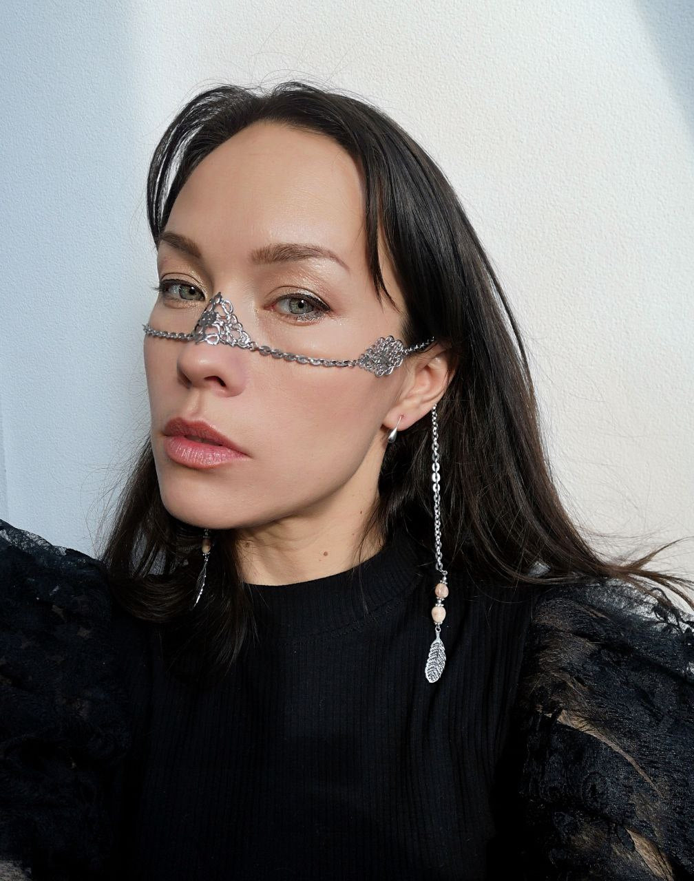 Face Chain with pendants, Handmade silver Face Jewelry