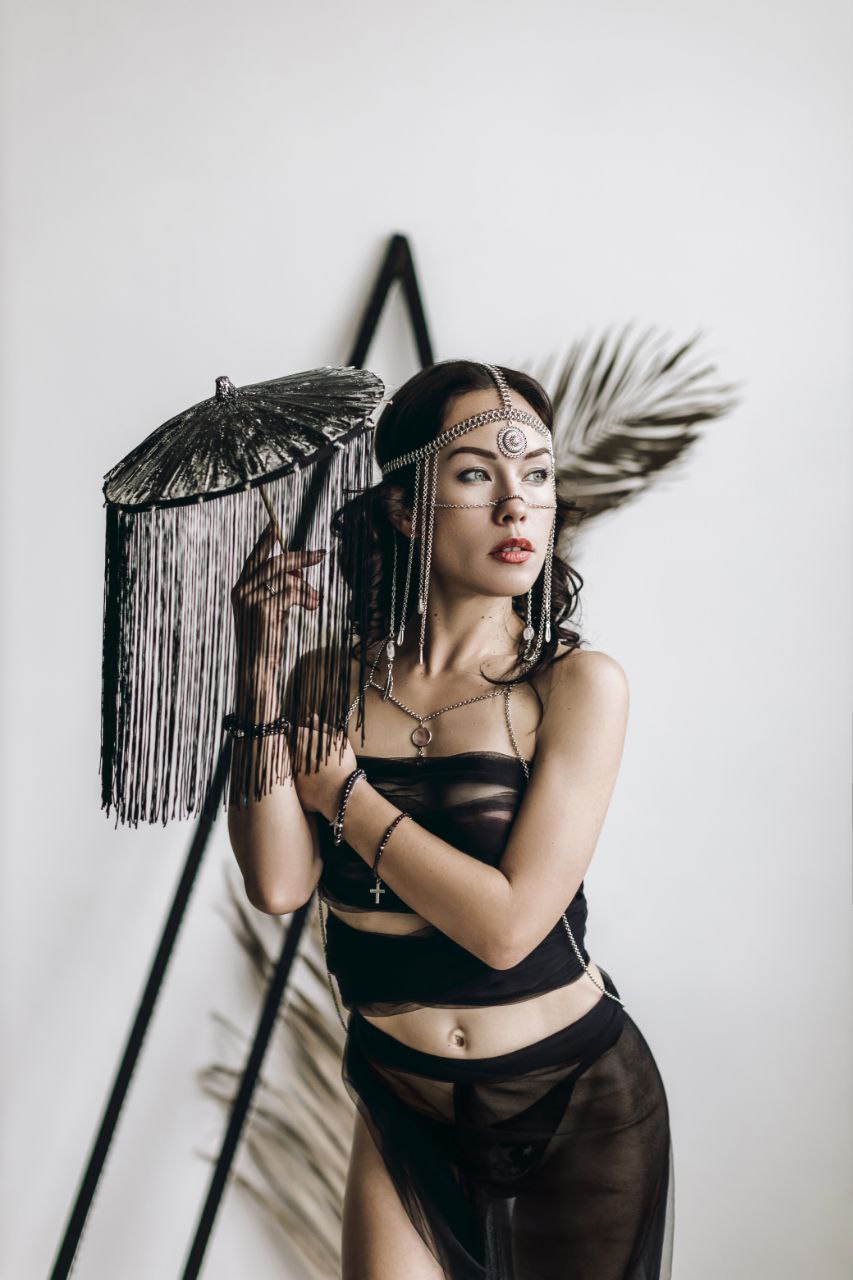 Handmade Chain Headpiece "Dakini", Festival Hair Jewelry, Fantasy Bohemian Headpiece