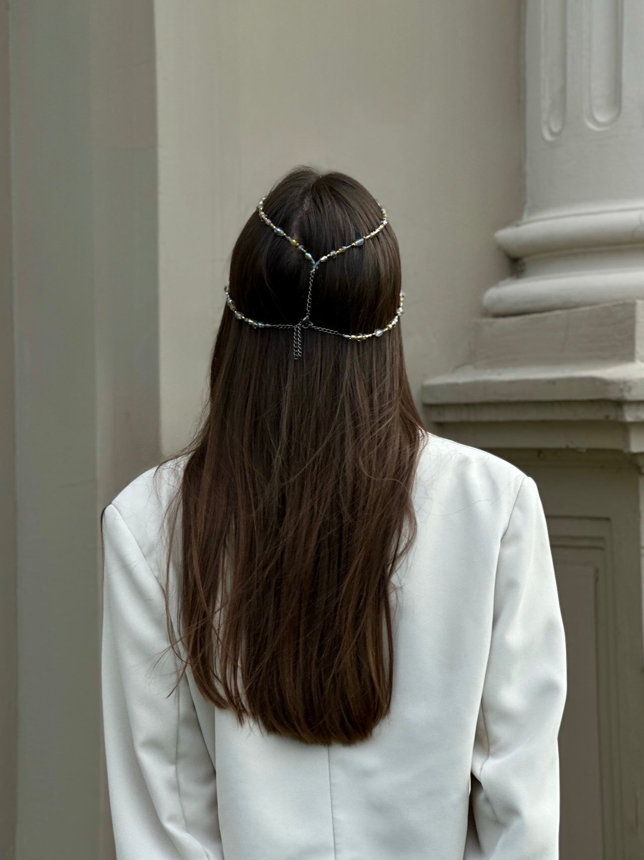 Handmade Beaded Headpiece "La Luna", Festival Hair Jewelry, Fantasy Bohemian Headpiece